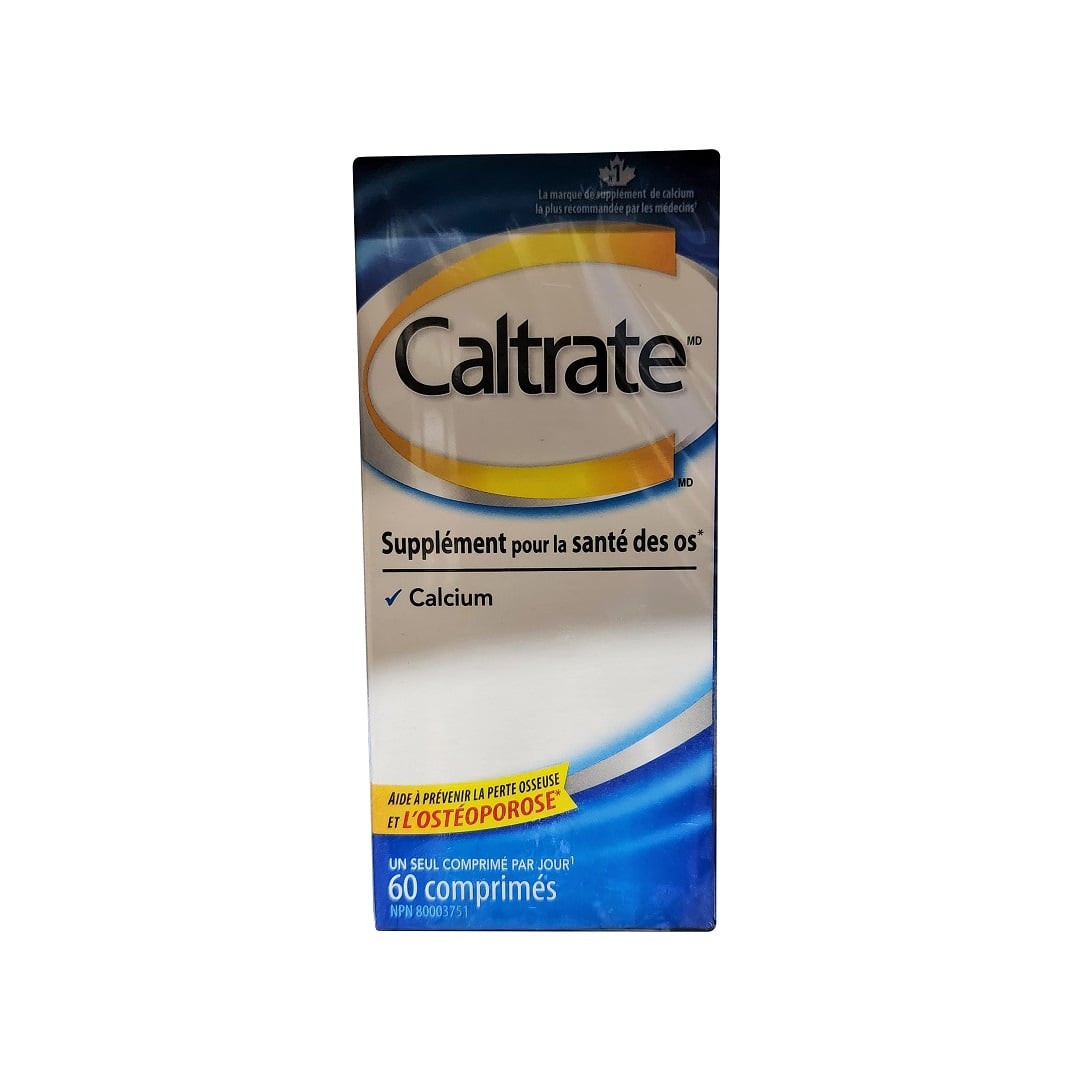 Product label for Caltrate Calcium 600 mg (60 tablets)in French