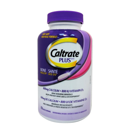 Product label for Caltrate Plus Calcium + Vitamin D3 176 tabs in English