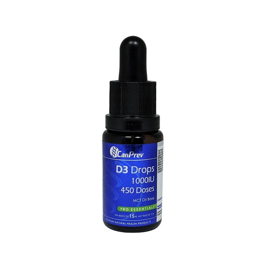 Product label for CanPrev Vitamin D3 Drops 1000 IU (15 mL / 450 drops)