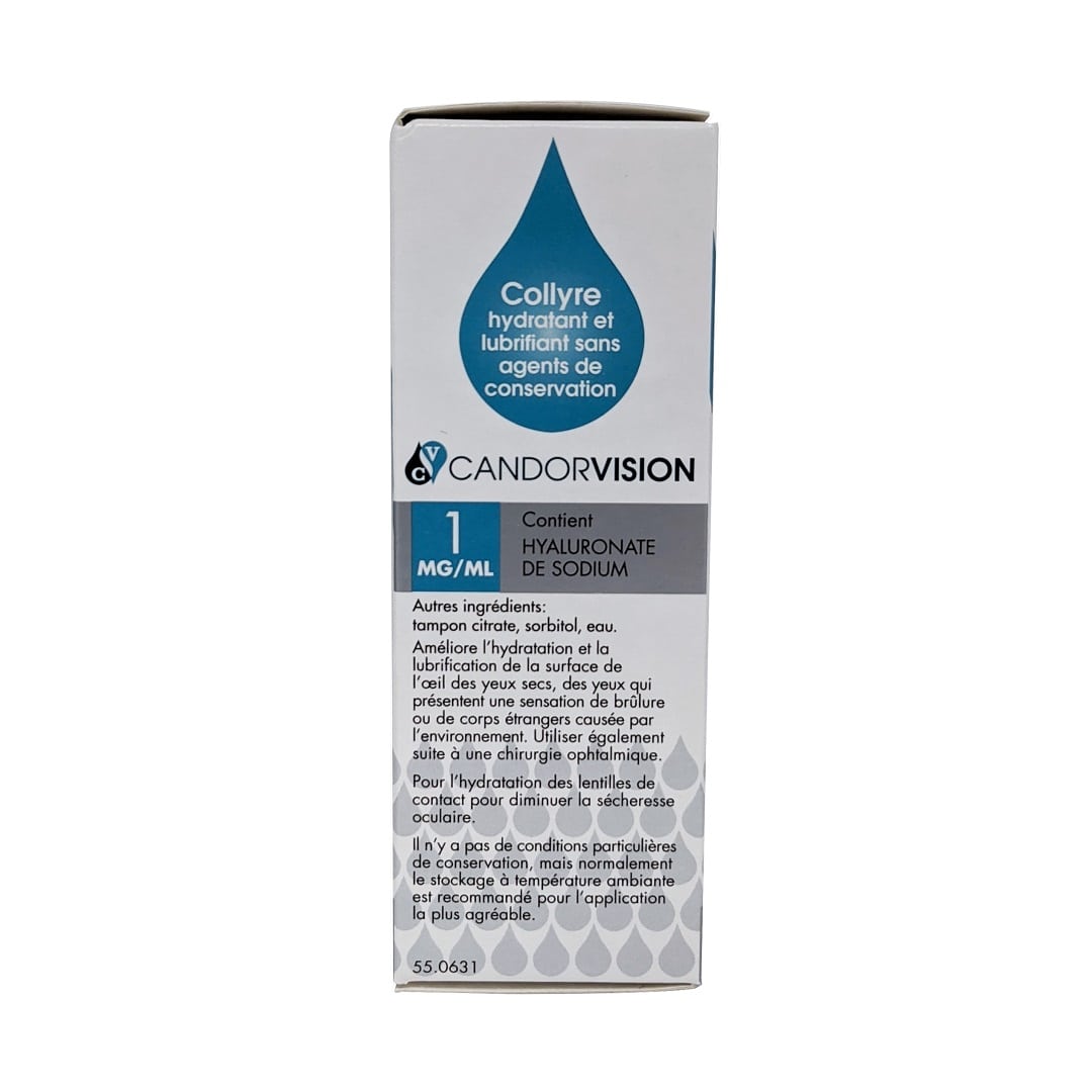 Ingredients for CandorVision Hylo Lubricating Eye Drops (10 mL) in French