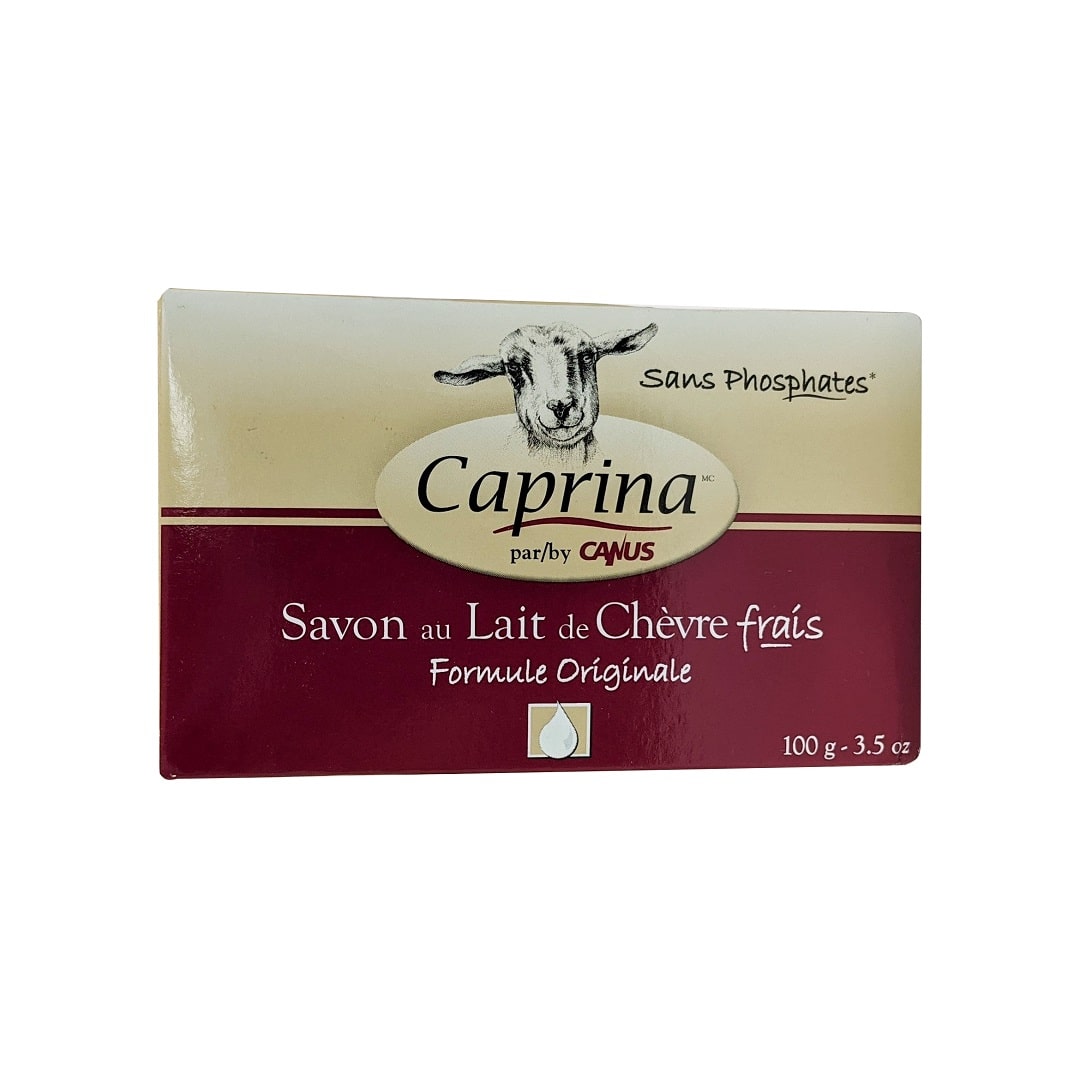 Product label for Caprina Fresh Goat's Milk Bar Soap Original 100g in French