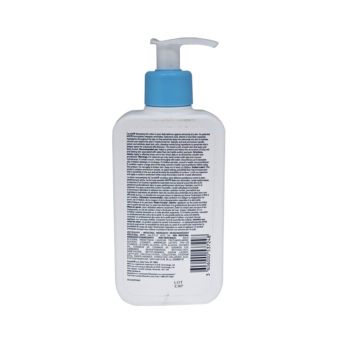 Description, uses, adults, and warnings for CeraVe Renewing SA Lotion for Dry, Rough, Bumpy Skin (237mL)