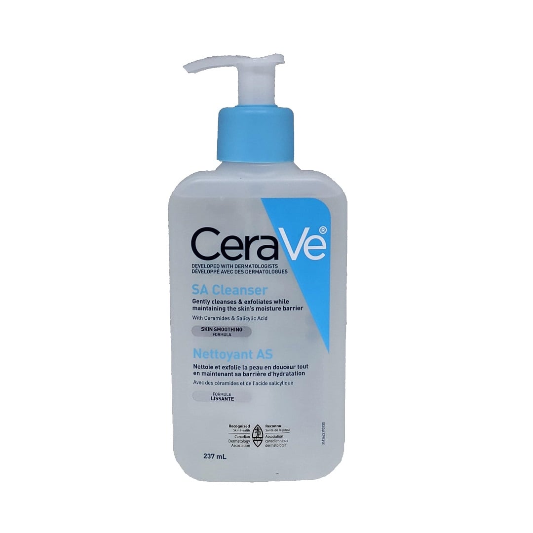 Product label for CeraVe SA Cleanser Skin Soothing Formula (237mL)