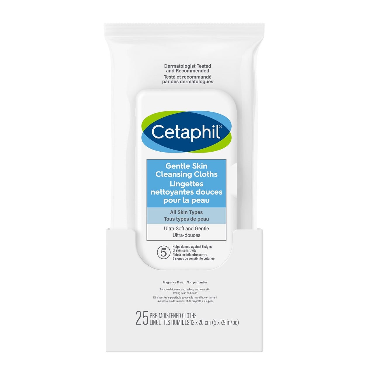 Product label for Cetaphil Gentle Skin Cleansing Cloths (25 count)