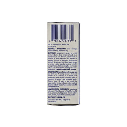 Uses, ingredients, cautions, directions for Chloraseptic Methol/Benzocaine Oral Anesthetic Lozenges Berry Cherry Flavour (16 lozenges) in English