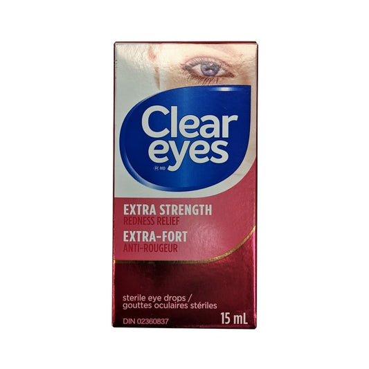 Product label for Clear Eyes Extra Strength Redness Relief (15 mL)