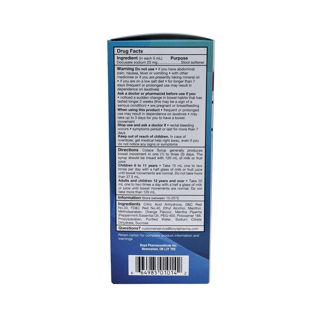 Colace 250 Colace Docusate Sodium Stool Softener (20mg/5mL) (250 mL) – beyondRx.ca ...