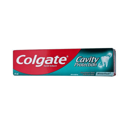 Product label for Colgate Winterfresh Toothpaste Cavity Protection (95 mL) in English