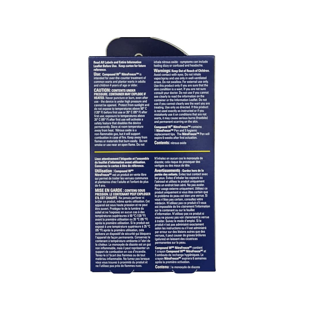 Description, Uses, and Cautions for Compound W Nitro Freeze Spray