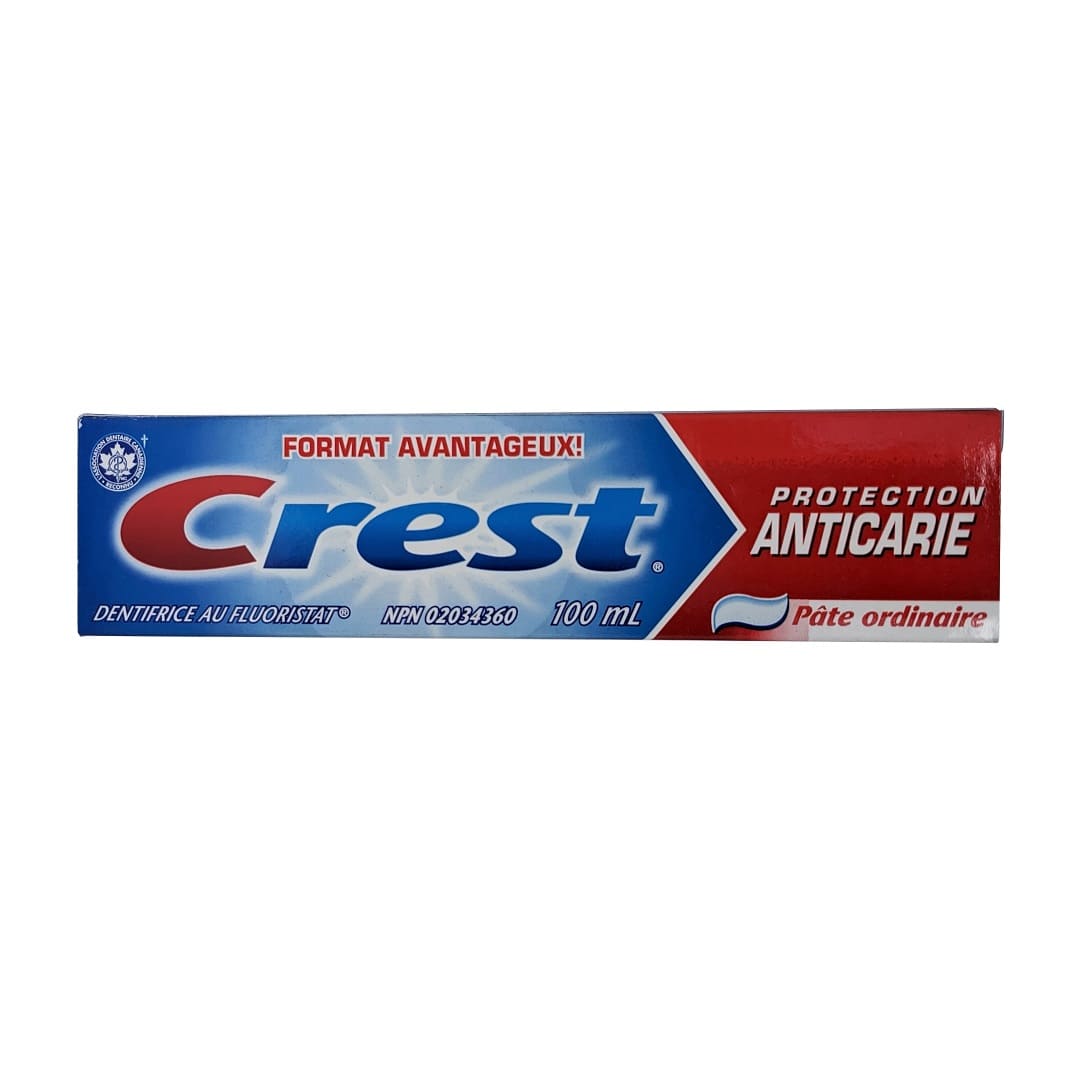 Product label for Crest Regular Toothpaste Cavity Protection (100mL) in French