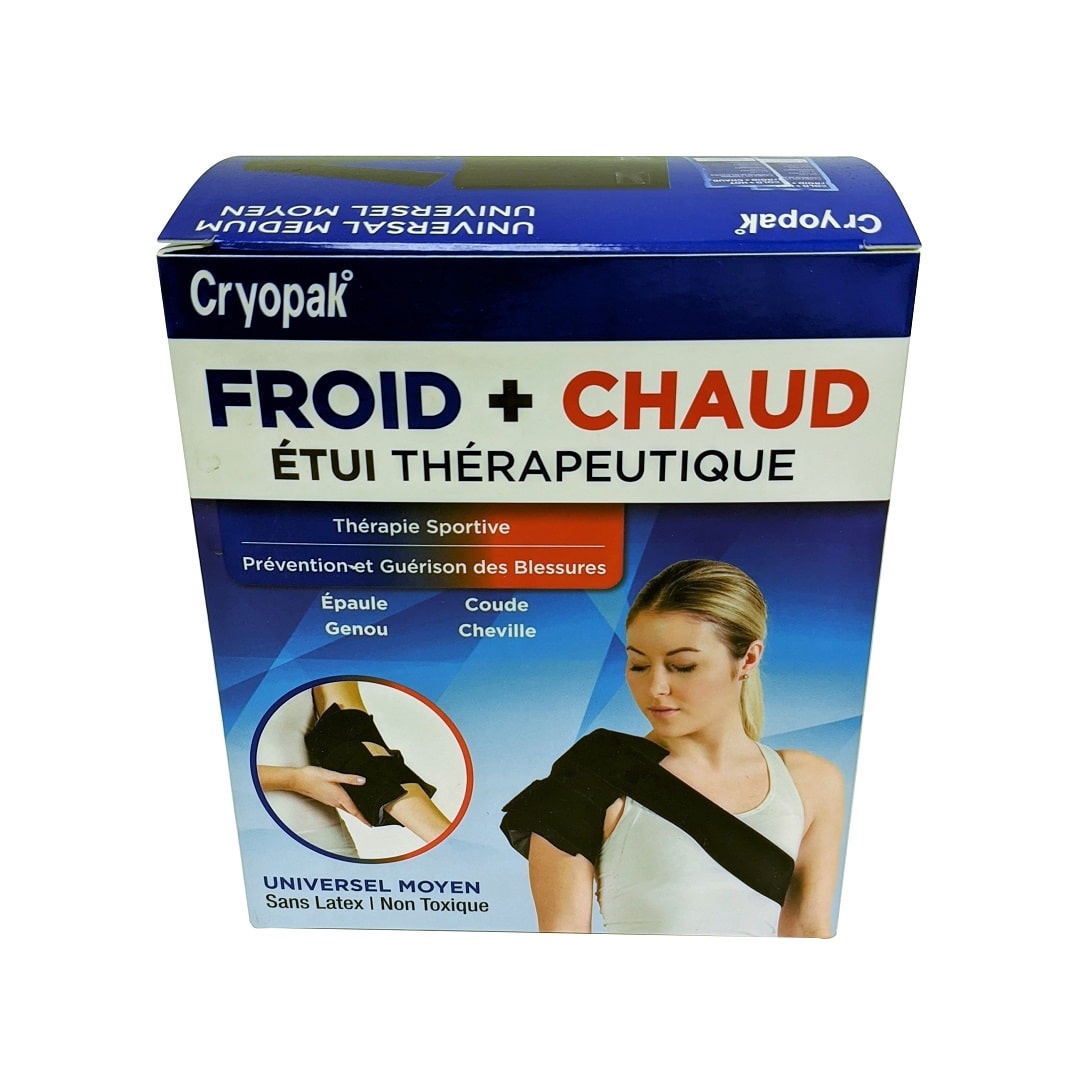 Product label for Cryopak Cold + Hot Therapy Wrap (Universal Medium) in French