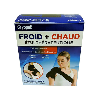 Product label for Cryopak Cold + Hot Therapy Wrap (Universal Medium) in French