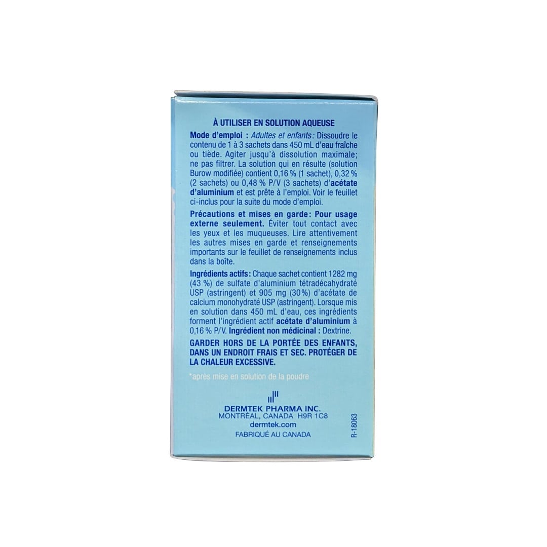 Directions, cautions, ingredients for Dermburo Astringent Solution (12 count) in French