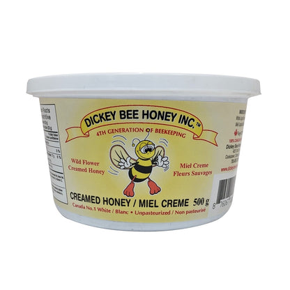 Product label for Dickey Bee Honey Wildflower Creamed Honey (500g)