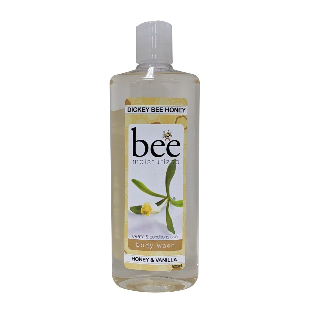 Product label for Dickey Bee Honey Honey & Vanilla Body Wash (500 mL)