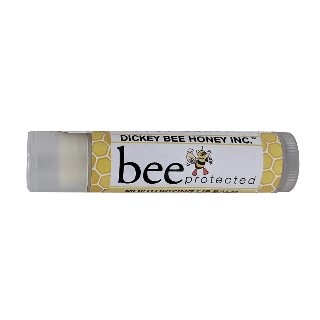 Product label for Dickey Bee Honey Moisturizing Lip Balm (Honey & Lemon) (5.1 grams)