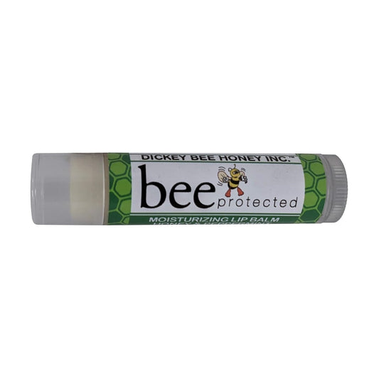 Product label for Dickey Bee Honey Moisturizing Lip Balm (Honey & Peppermint) (5.1 grams)