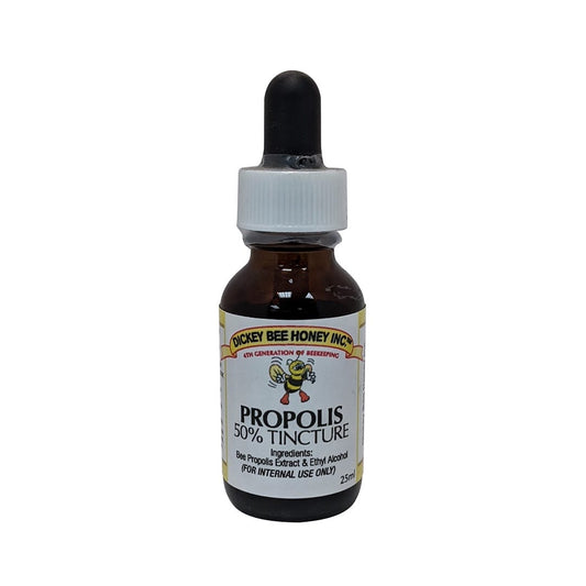 Product label for Dickey Bee Honey Propolis 50% Tincture (25mL)