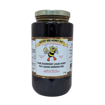 Product label for Dickey Bee Honey Pure Buckwheat Liquid Honey 1kg