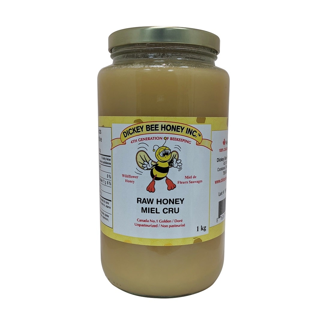 Product label for Dickey Bee Honey Raw Honey (1kg)