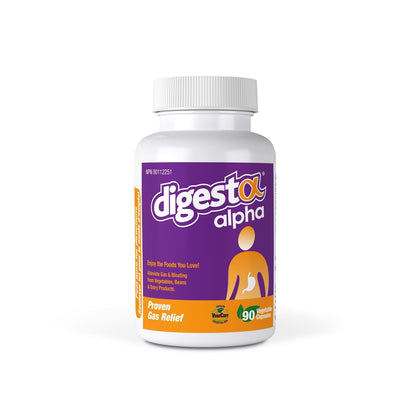Product label for Digesta Alpha Gas Relief (90 capsules) in English
