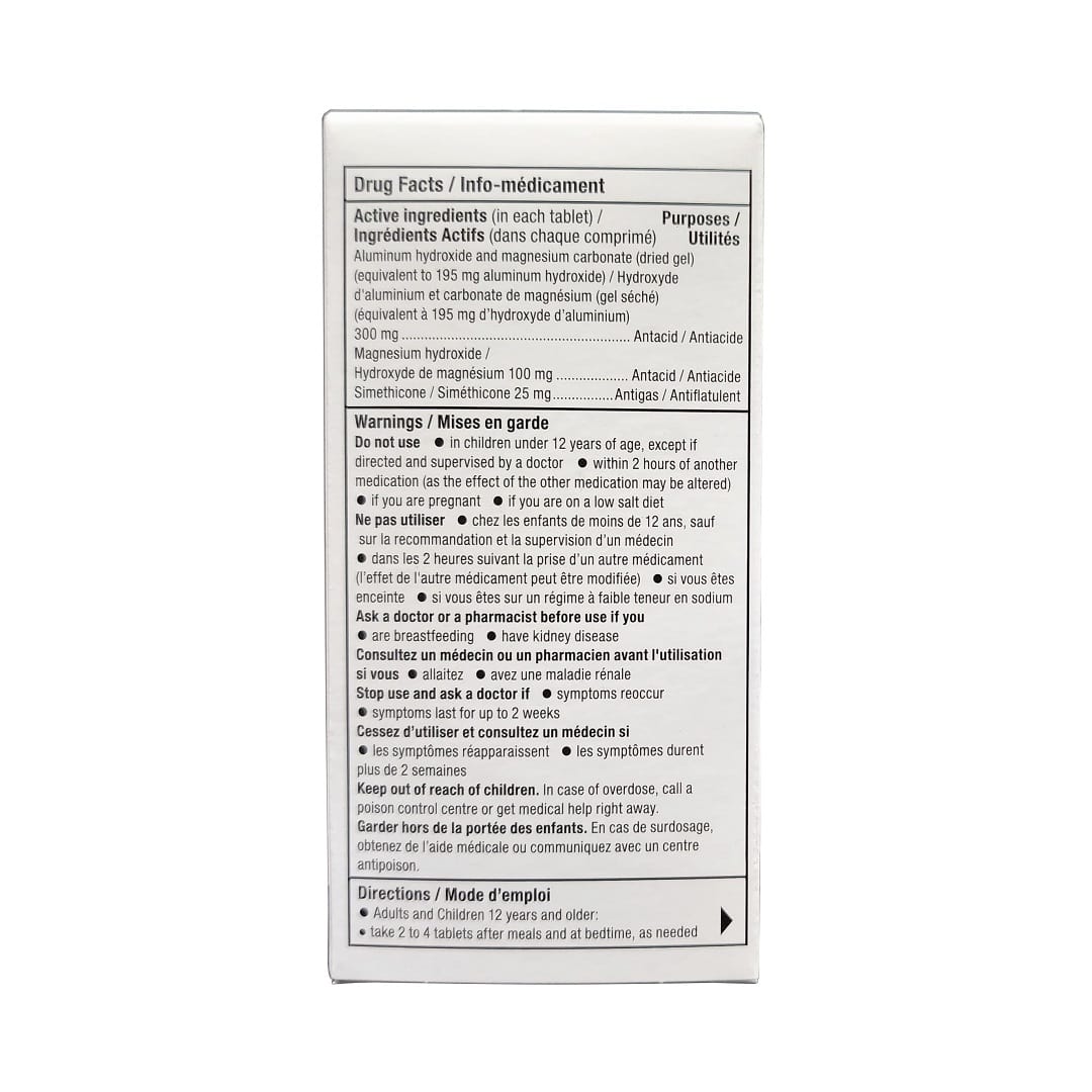 Ingredients, warnings, directions for Diovol Plus Antacid Mint Flavour (100 chewable tablets)
