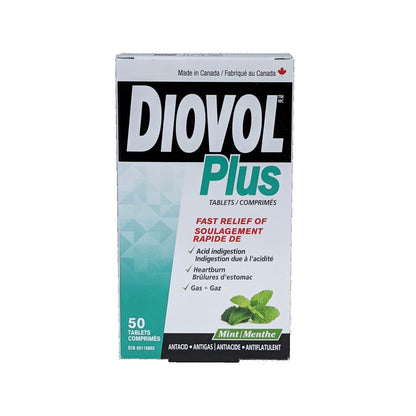 Diovol Plus Antacid Mint Flavour (50 chewable tablets)