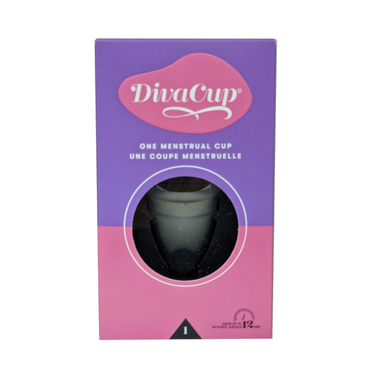 Product package for DivaCup Model 1 (for Age 19-30 / Medium Flow)