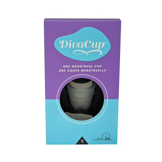 Product package for DivaCup Model 2 (for Age 30+ / Heavy Flow)