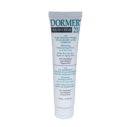 Product label for Dormer 211 Cream with Hyaluronic Acid Complex (110 mL)