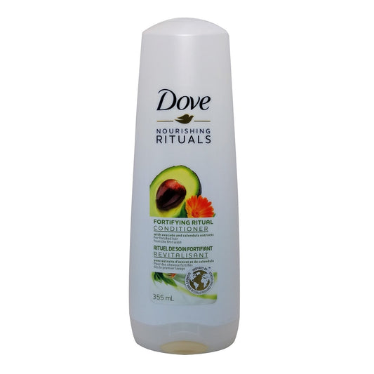 Product label for Dove Nourishing Rituals Fortifying Ritual Conditioner (355mL)