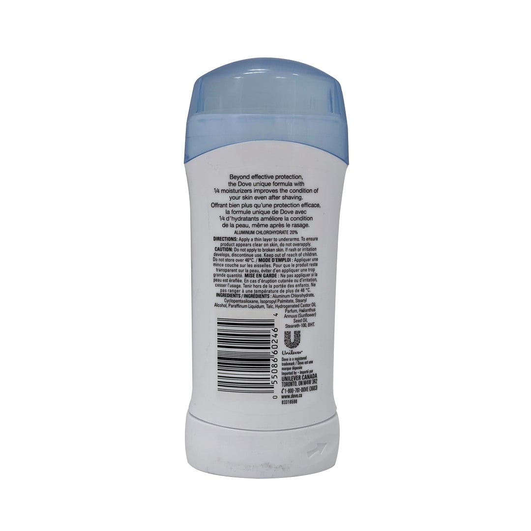 Description, ingredients, and directions for Dove Original Invisible Antiperspirant (74 grams)