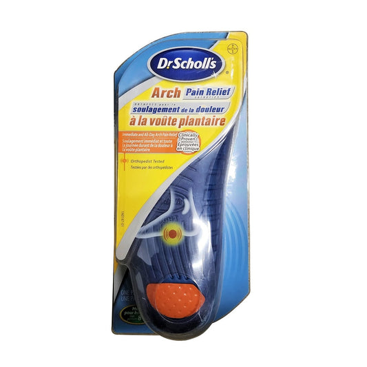 Product label for Dr. Scholl's Arch Pain Relief for Men (Sz. 8-12) (1 pair)