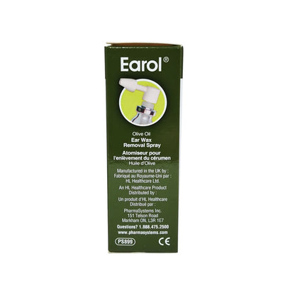 Package side for Earol Olive Oil Ear Wax Removal Spray Kit