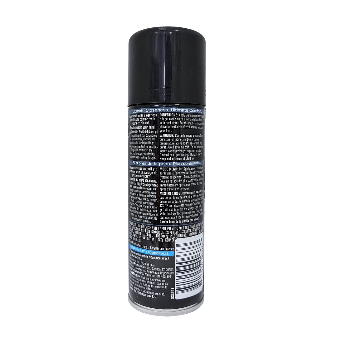 Directions, cautions, ingredients, and warnings for Edge Extra Sensitive Pro Relief Shave Gel (198 grams)