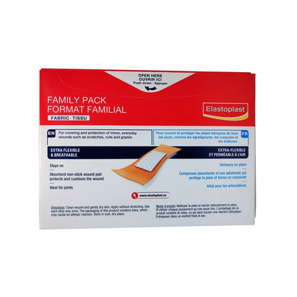 Description and direcetions for Elastoplast Assorted Size Fabric Bandages Family Pack (80 bandages)