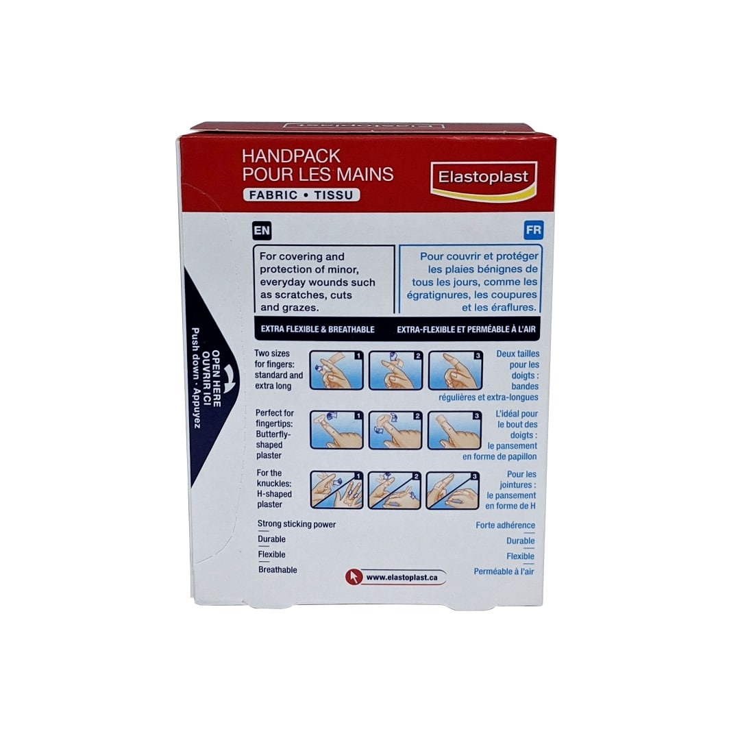 Product features and description for Elastoplast Fabric Hand Pack (20 bandages)