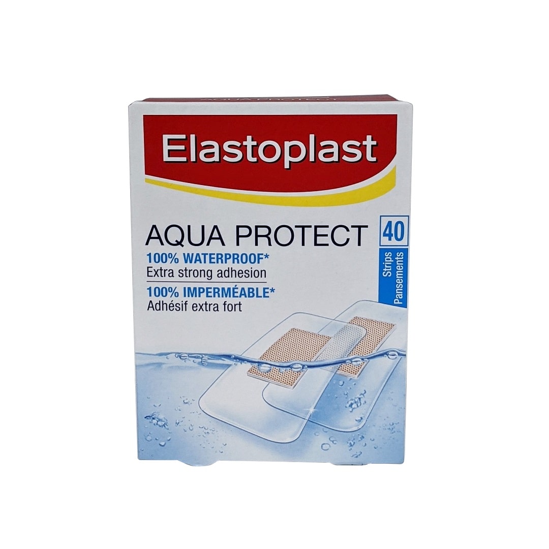 Product label for Elastoplast Waterproof Bandages (40 bandages)