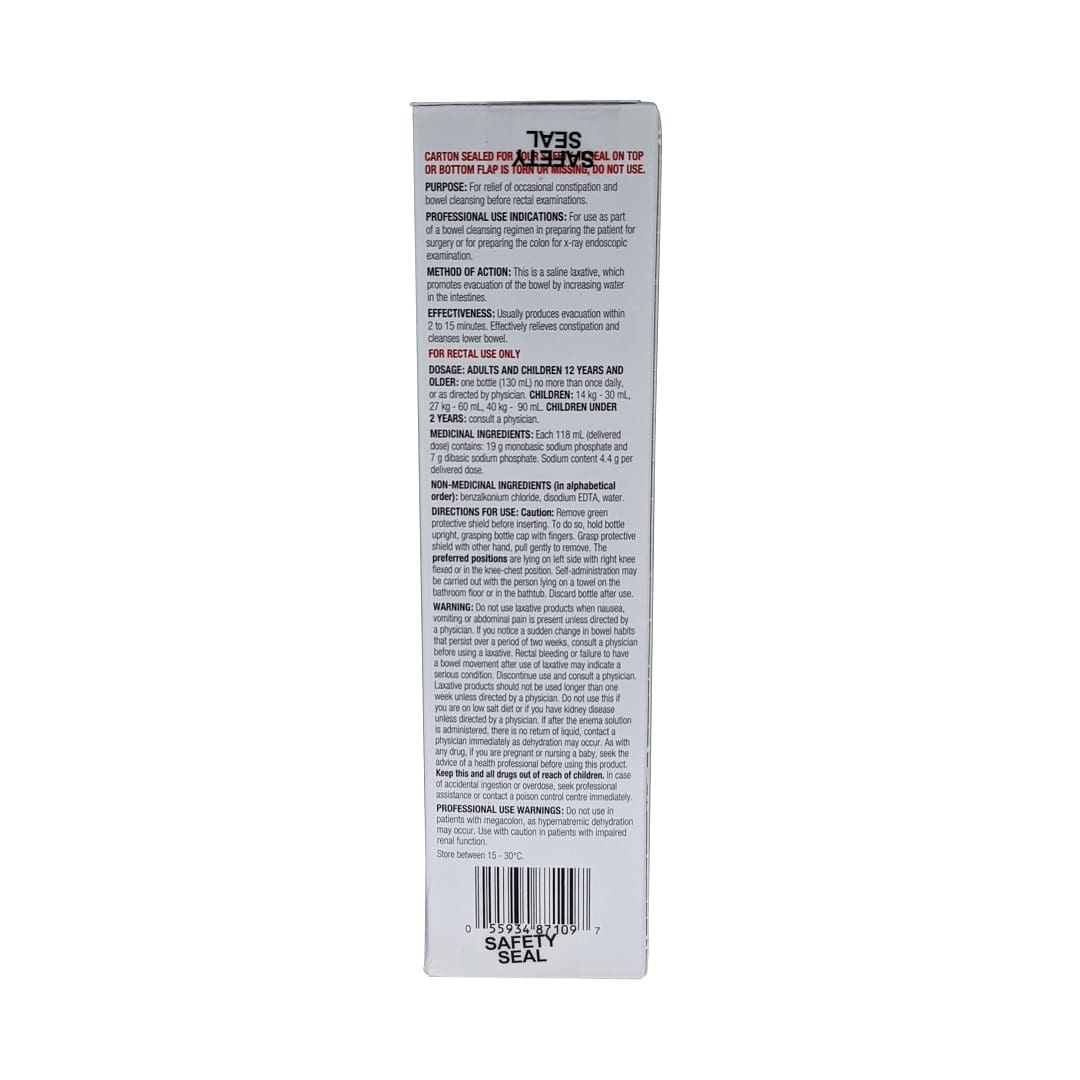 Purpose, indications, dosage, ingredients, directions, warnings for Ene-med Enema (130 mL) in English