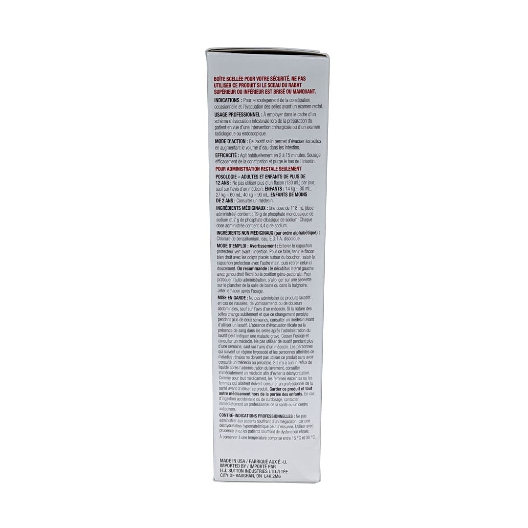 Purpose, indications, dosage, ingredients, directions, warnings for Ene-med Enema (130 mL) in French