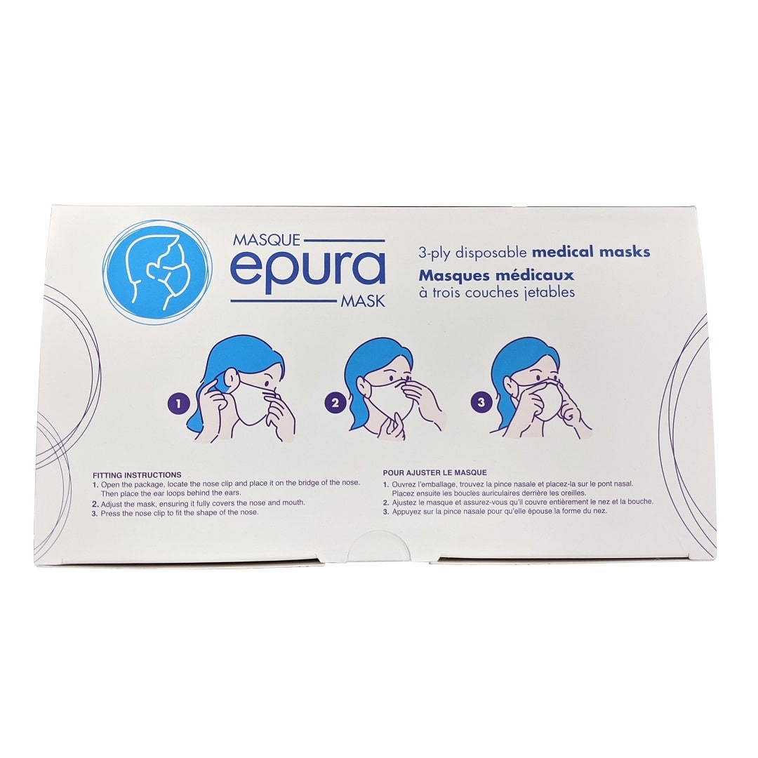 Fitting instructions for Epura 3-ply Disposable Medical Masks (ASTM F2100-19 Level 3) (50 count)