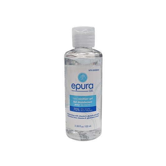 Product label for Epura Hand Sanitizer Gel 70% Ethyl Alcohol (100 mL)
