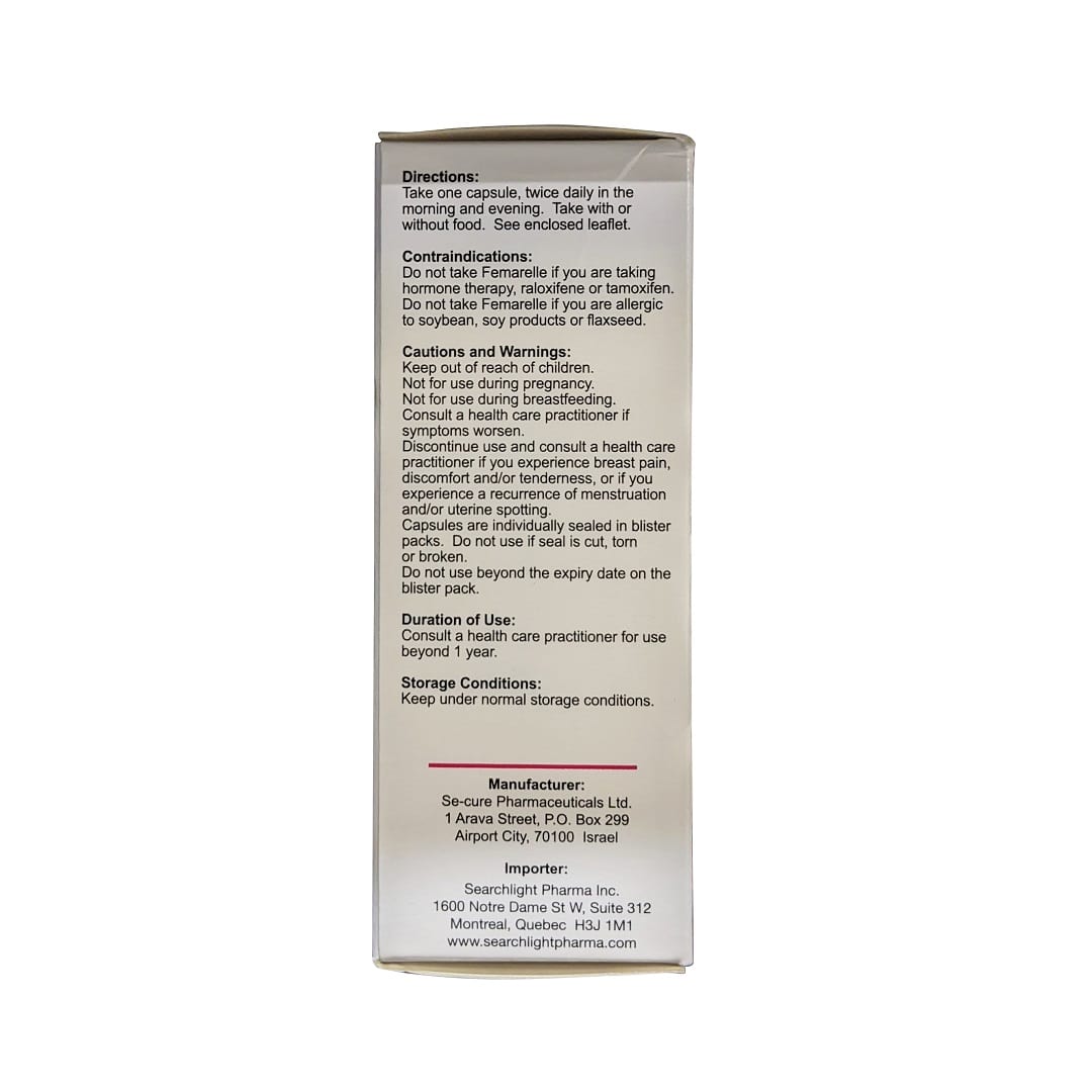 Directions, contraindications, cautions, warnings for Femarelle for Menopausal Symptoms and Bone Health (56 capsules) in English
