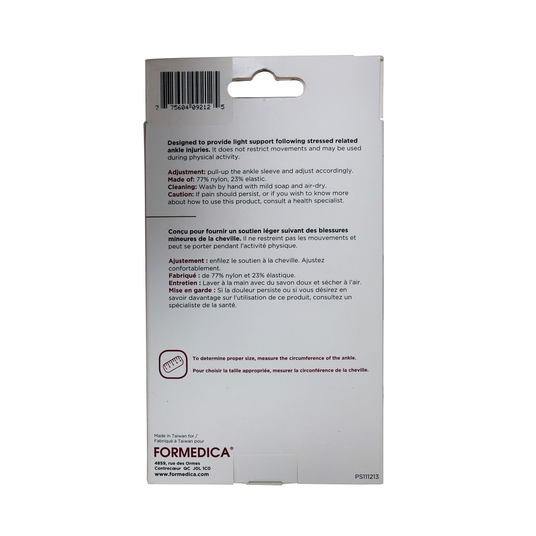 Description, adjustment, and cautions for Formedica Elastic Ankle Support Tan (Small)