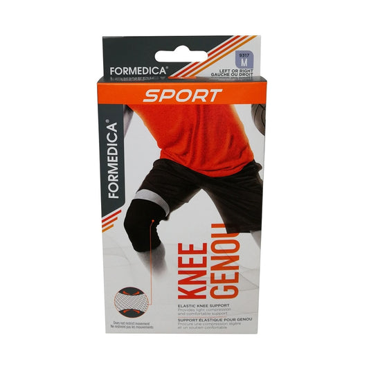 Product label for Formedica Sport Elastic Knee Support (Medium)