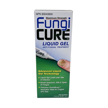 Product label for Fungi Cure Liquid Gel Anti-Fungal Treatment (10.5 mL) in English