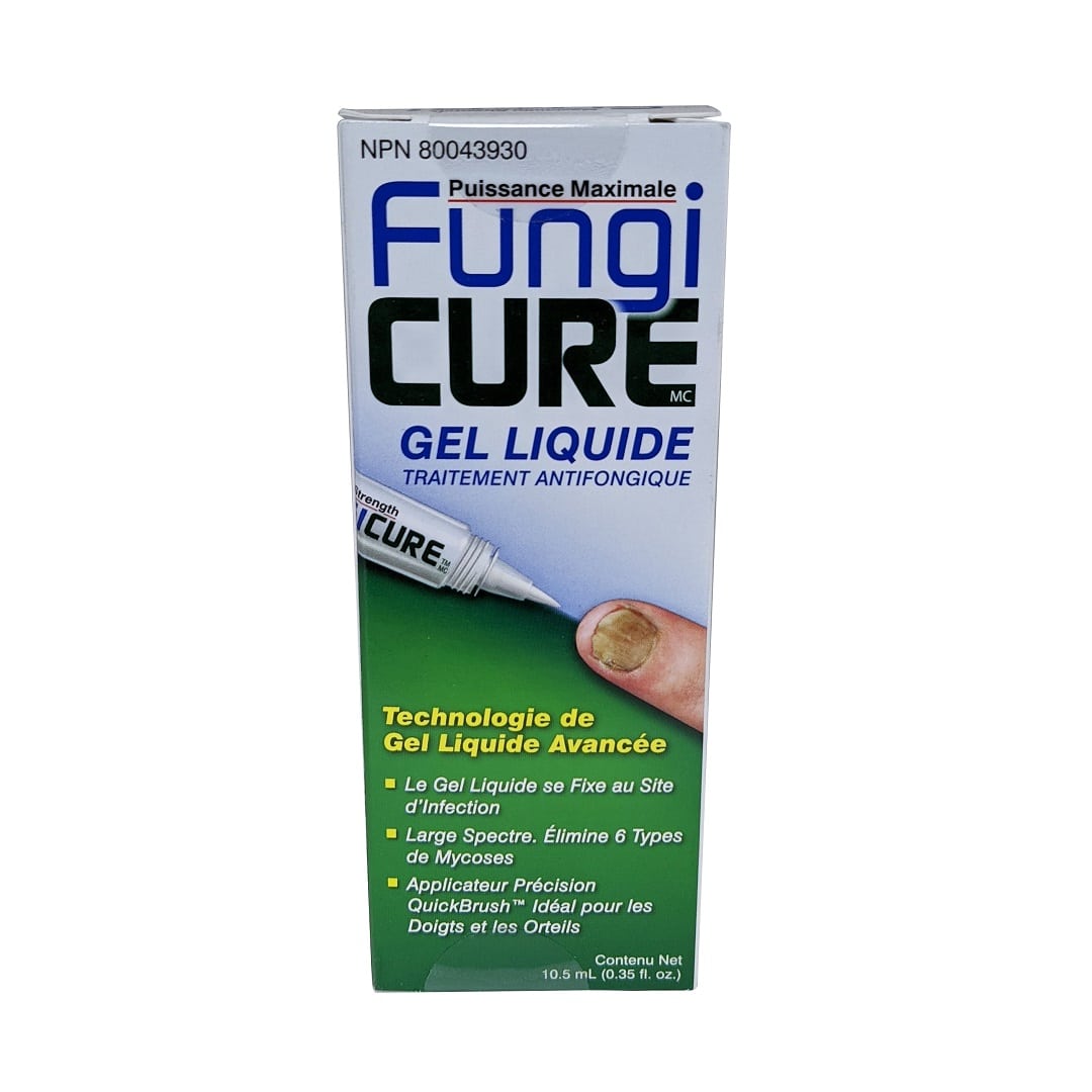 Product label for Fungi Cure Liquid Gel Anti-Fungal Treatment (10.5 mL) in French