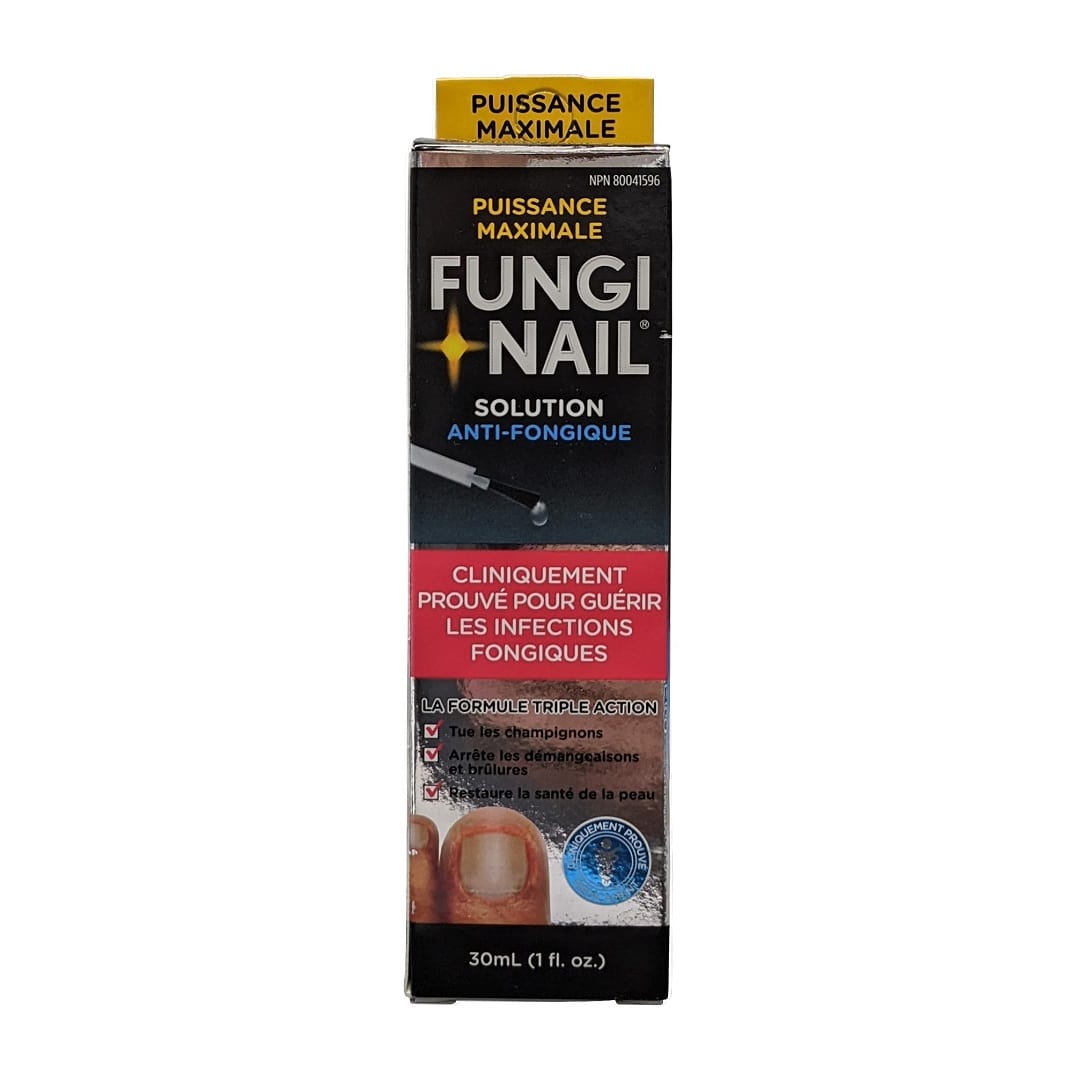 Product label for Fungi Nail Anti-Fungal Solution (30 mL) in French