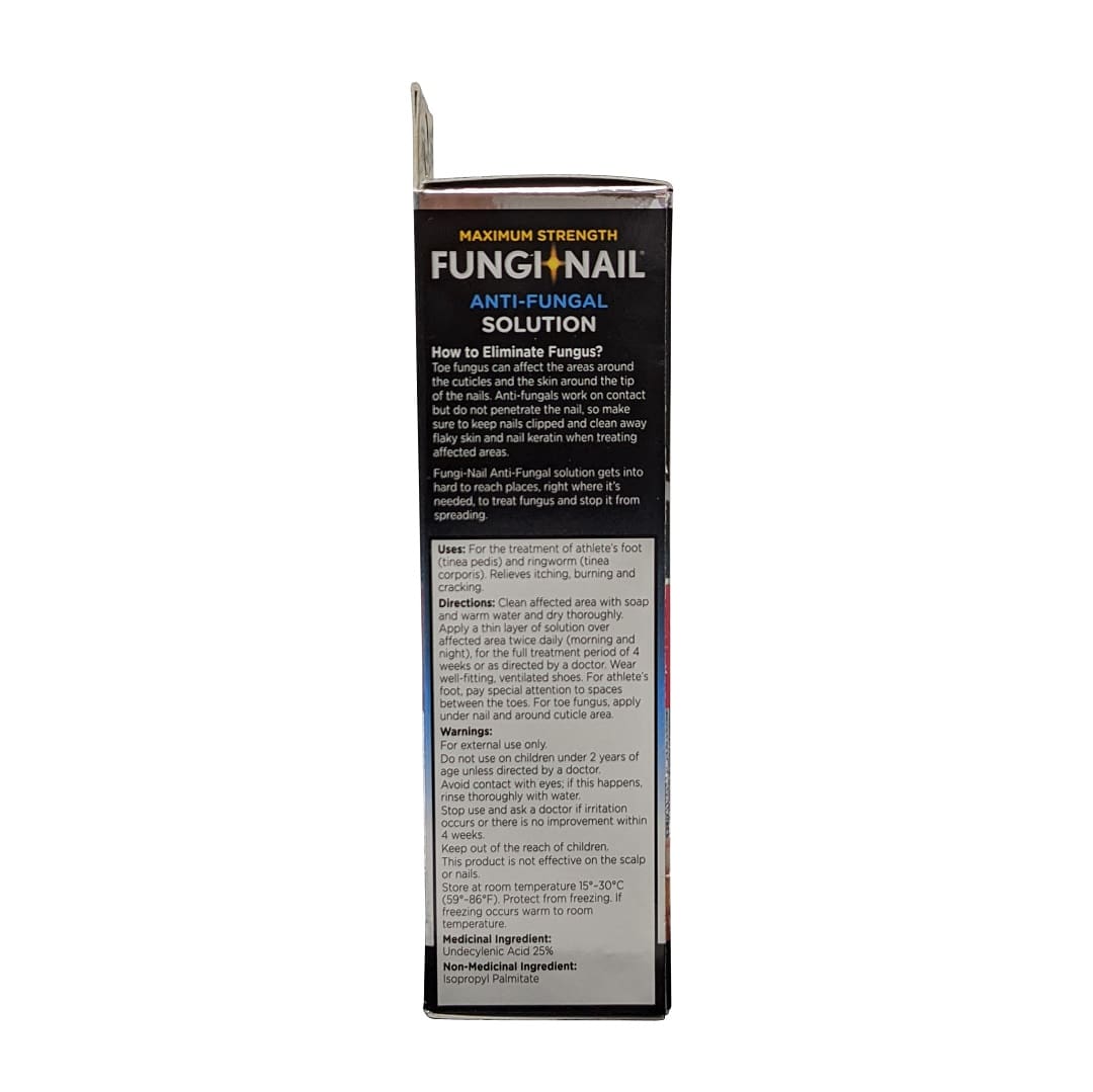 Uses, directions, warnings, and ingredients for Fungi Nail Anti-Fungal Solution (30 mL) in English