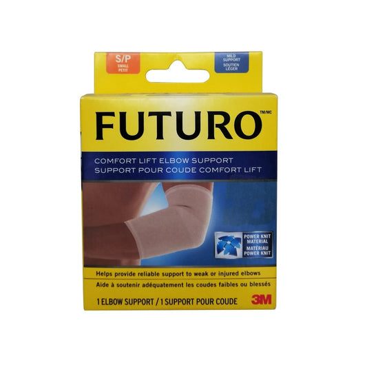 Product label for Futuro Comfort Lift Elbow Support (Small)